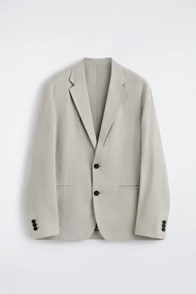 Cos Single-breasted Linen Blazer In Green