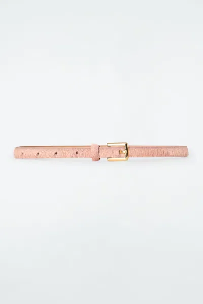 Cos Skinny Pony-hair Belt In Pink