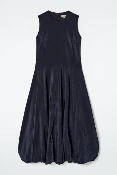 Cos Sleeveless Bubble-hem Midi Dress In Blue
