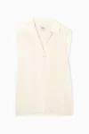 Cos Sleeveless Camp-collar Pure Silk Blouse In White