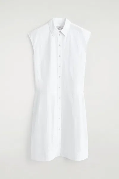 Cos Sleeveless Cotton-poplin Shirt Dress In White