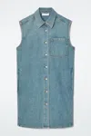 Cos Sleeveless Denim Mini Shirt Dress In Blue