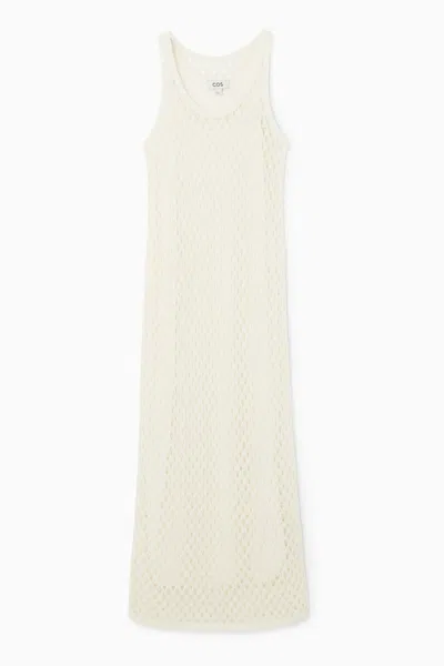 Cos Sleeveless Open-knit Midi Dress In Beige