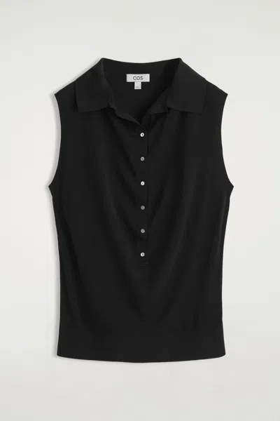 Cos Sleeveless Silk-cotton Polo Top