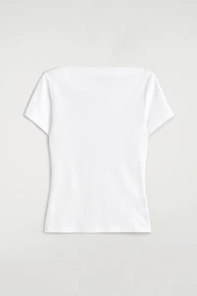 Cos Slim Boat-neck Cotton T-shirt In White