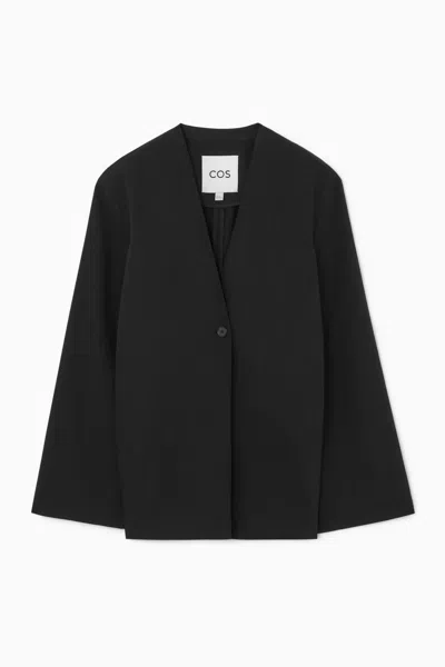 Cos Collarless Single Breasted Blazer In Black