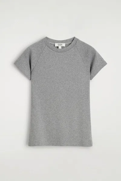 Cos Crew-neck Cotton T-shirt In Grey
