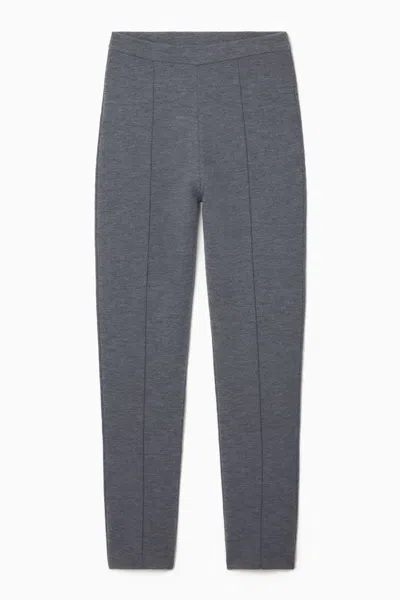 Cos Slim-fit Knitted Pants In Grey