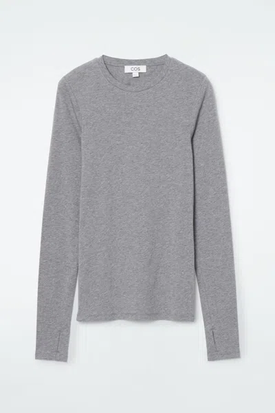 Cos Slim-fit Long-sleeve Top In Grey