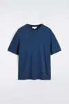 Cos Slim-fit Merino Wool Knitted T-shirt In Dark Blue