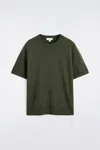 Cos Slim-fit Merino Wool Knitted T-shirt In Green