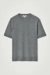 Cos Slim-fit Merino Wool T-shirt In Grey In Grey