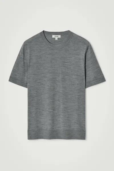 Cos Slim-fit Merino Wool T-shirt In Grey