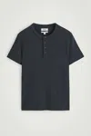 Cos Slim-fit Ribbed Henley T-shirt In Navy In Bleu