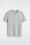 Cos Slim-fit Ribbed Henley T-shirt In Gray