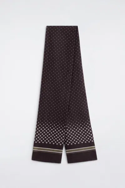 Cos Slim Geometric-print Silk Scarf In Brown