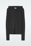 Cos Slim Half-zip Wool Hoodie In Black