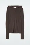 Cos Slim Half-zip Wool Hoodie In Brown