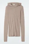 Cos Slim Half-zip Wool Hoodie In Brown