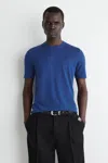 Cos Slim Knitted Silk T-shirt In Blue