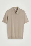 Cos Slim Knitted Silk Zip-up Polo Shirt In Beige