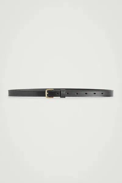 Cos Slim Leather Belt In Black