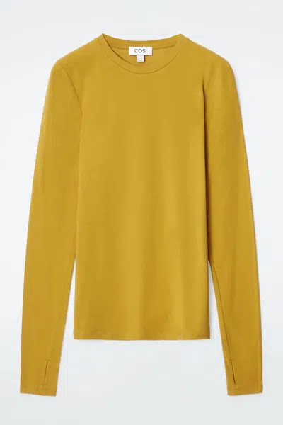 Cos Slim Lightweight Long-sleeve Top In Yellow