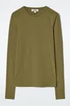 Cos Slim Lightweight Long-sleeved Top In Green