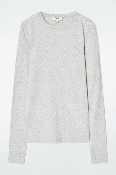 Cos Slim Lightweight Long-sleeved Top In Grey