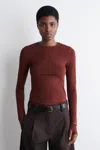 Cos Slim Lightweight Long-sleeved Top In Red