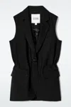 Cos Slim Linen Waistcoat In Black