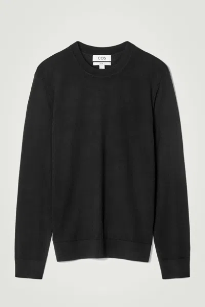 Cos Merino Wool Crew-neck Jumper In Black
