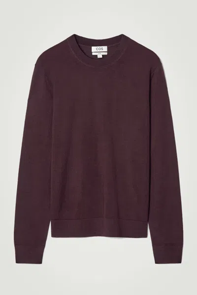 Cos Merino Wool Crew-neck Jumper In Red