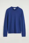 Cos Slim Merino Wool Crew-neck Sweater In Blue
