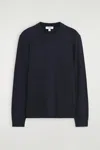 Cos Slim Merino Wool Crew-neck Sweater In Blue