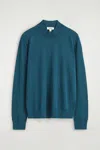 Cos Slim Merino Wool Mock-neck Sweater In Blue
