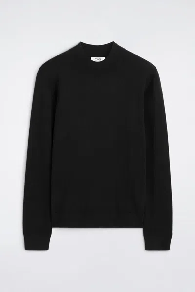Cos Slim Merino Wool Mock-neck Sweater In Black