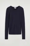 Cos Slim Merino Wool Sweater In Blue
