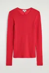 Cos Slim Merino Wool Sweater In Red