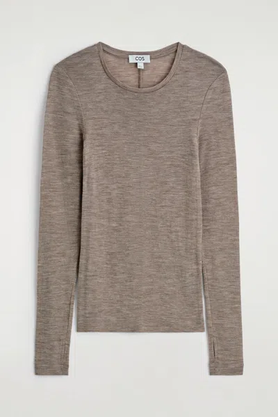 Cos Slim Merino Wool Sweater In Sand
