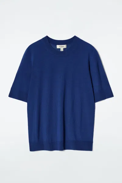 Cos Slim Merino Wool T-shirt In Blue