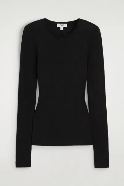 Cos Slim Merino Wool Top In Black