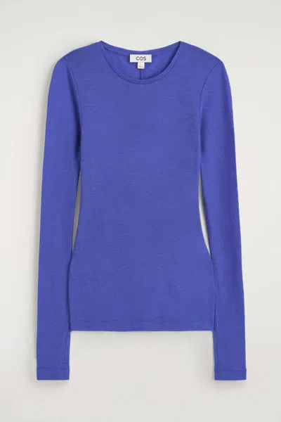Cos Slim Merino Wool Top In Blue