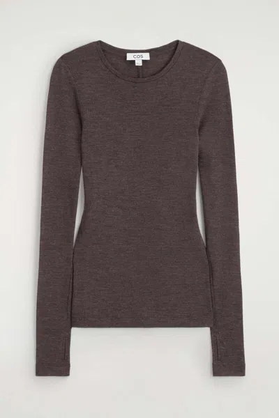 Cos Slim Merino Wool Top In Brown
