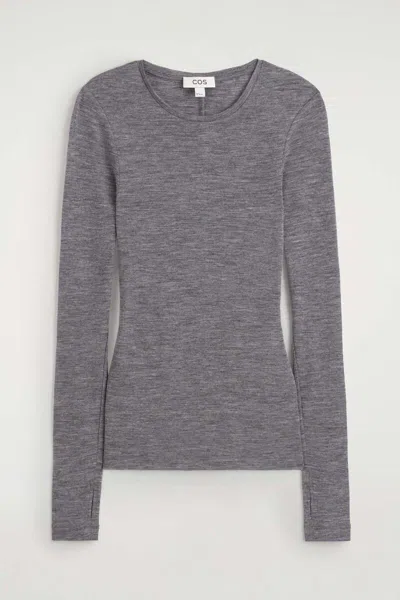 Cos Slim Merino Wool Top In Gray
