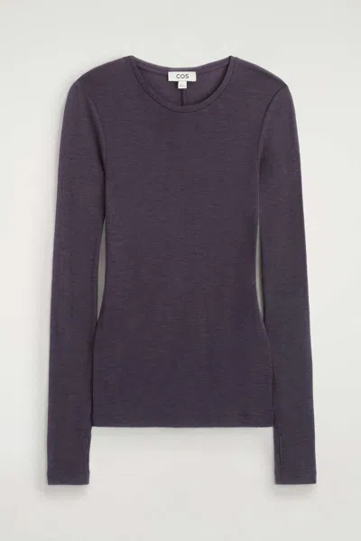 Cos Slim Merino Wool Top In Purple
