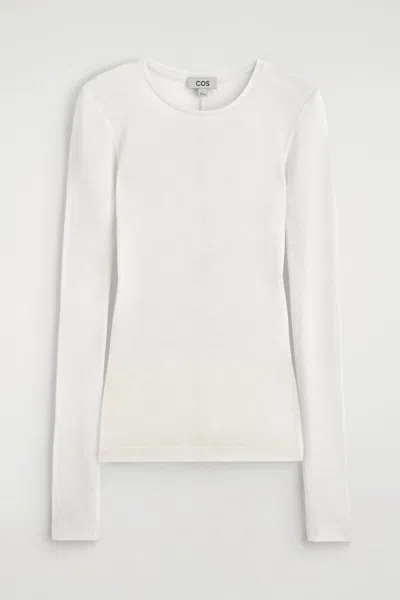 Cos Slim Merino Wool Top In White