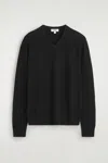 Cos Slim Merino Wool V-neck Sweater In Black