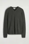 Cos Slim Merino Wool V-neck Sweater In Green