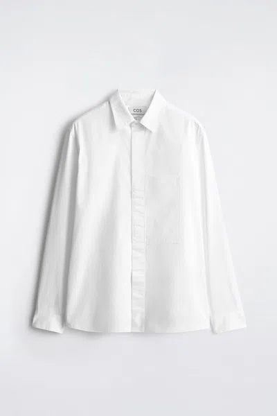 Cos Slim Pocket-detail Pima Cotton Shirt In White